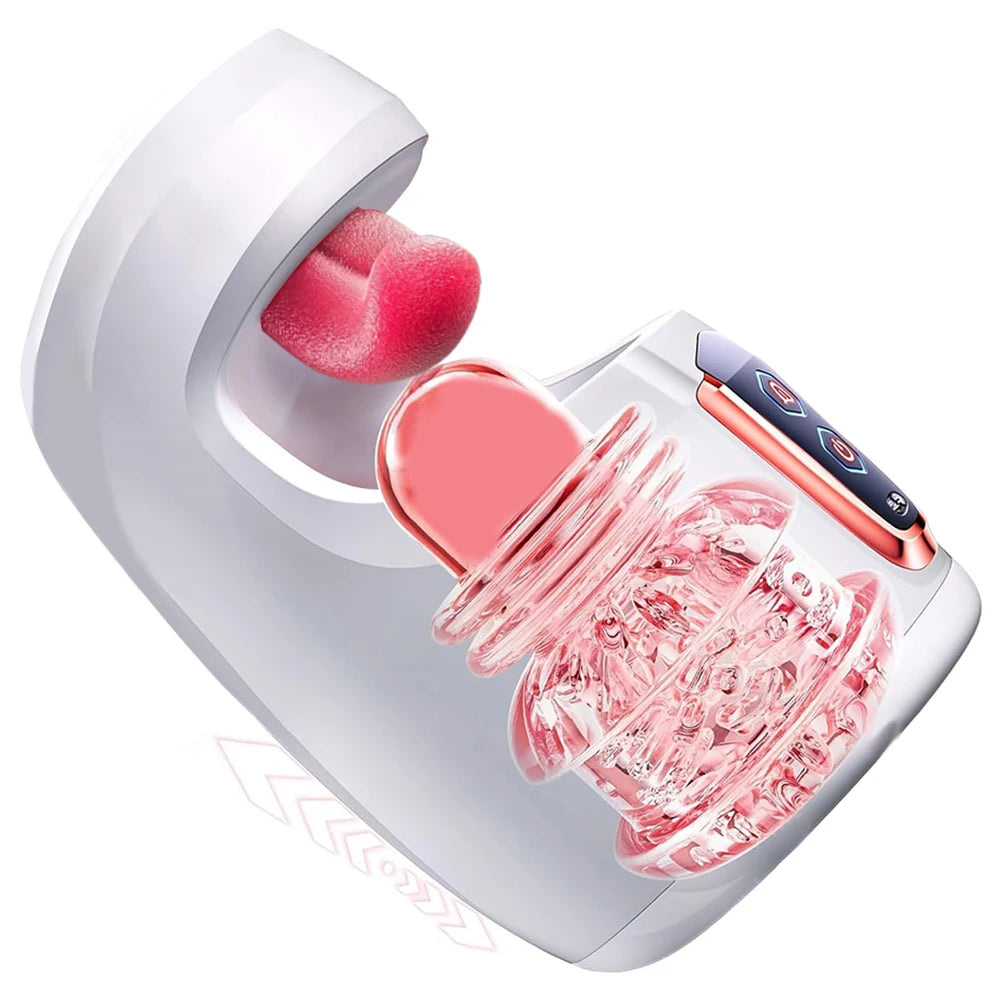 Sex Toys for Men Male Masturbator - Sex Toy with 10 Thrusting & Tongue Licking Modes Blowjob Sex Machine Stroker Penis Training