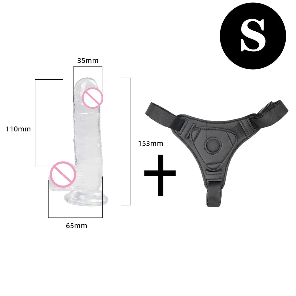 Adjustable Strap On Harness with Realistic Suction Cup Dildo, Pegging Strap-on Panties Set for Women Men Couples, Multiple Sizes