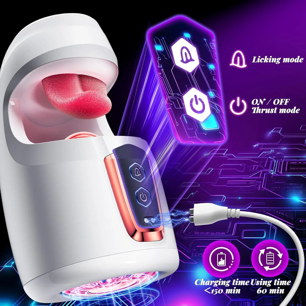 Sex Toys for Men Male Masturbator - Sex Toy with 10 Thrusting & Tongue Licking Modes Blowjob Sex Machine Stroker Penis Training