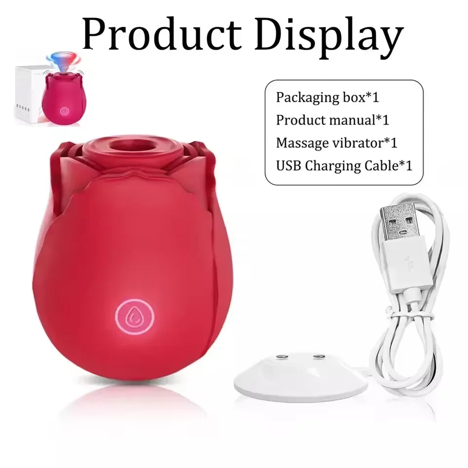 Rose Vibrator Toy G-Spot Clit Stimulator Nipple Massager Tongue Licking Masturbator for Adult Women Sex Toy