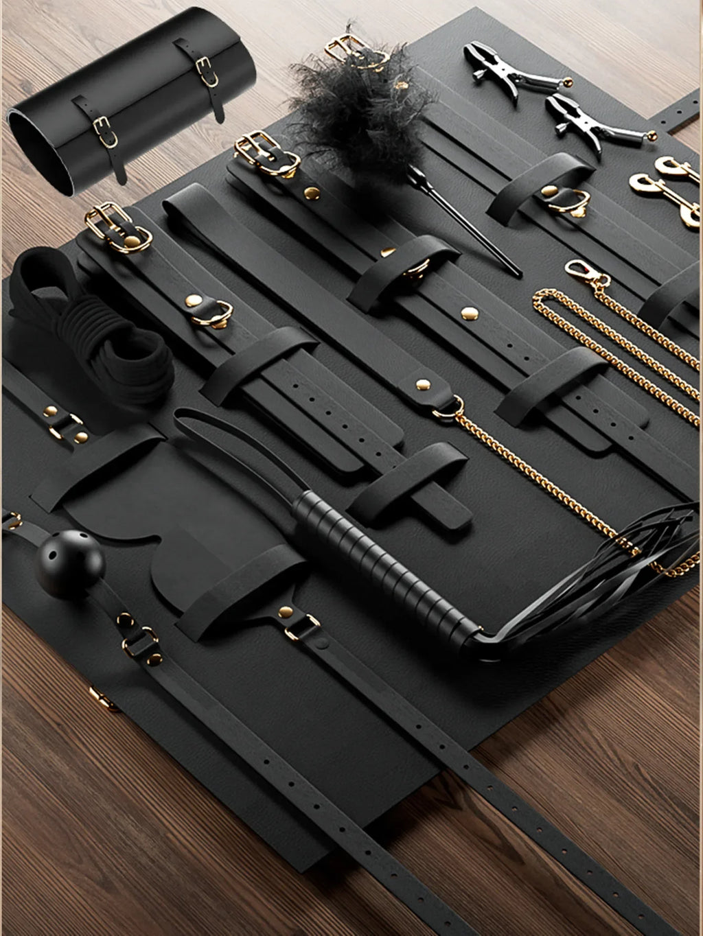 Sexy BDSM exotic toys, leather plush sexy binding and binding bag set, jokes, whips, butt plugs, female toys, nipple clips, porn